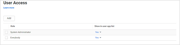 The user access page.